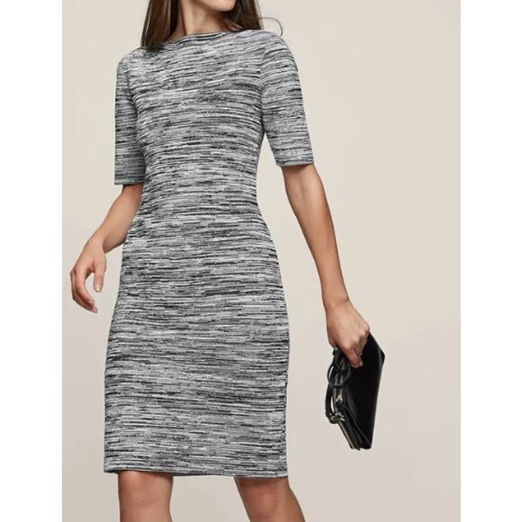 Reiss Gray Black Harry Dress Women's 0 Marble Knit Bodicon Chic Effortless - Picture 1 of 14